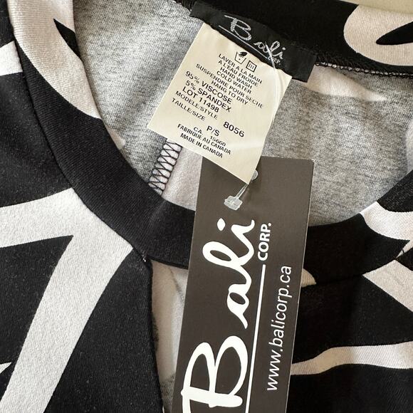 BALI | Women's Abstract Black and White Tunic 8056 NEW Size P/S Cut Out Neckline - Picture 4 of 11